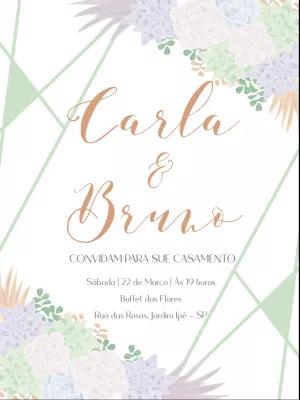 Convite de Casamento Floral Geométrico para Editar Online