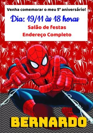 Convite de Aniversário Homem Aranha para Editar Online