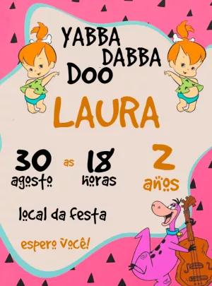 Convite Aniversário Pedrita Flintstones para Editar Online