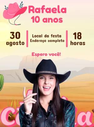 Convite de Aniversário Boiadeira Ana Castela para Editar