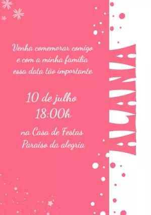 Convite de Aniversário Minimalista Rosa para Editar Online