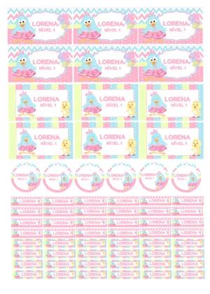 Etiqueta Escolar Galinha Pintadinha Candy Color para Editar Online