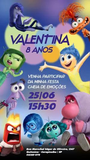 Convite Aniversário Divertida Mente 2 com Personagens para Editar