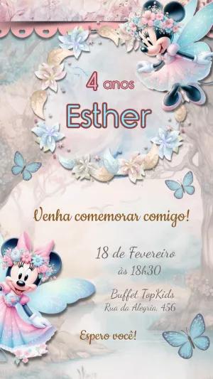 Convite Aniversário Minnie Fada Jardim Encantado para Editar