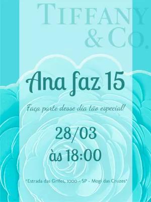 Convite de 15 Anos Estilo Tiffany & Co para Editar Online