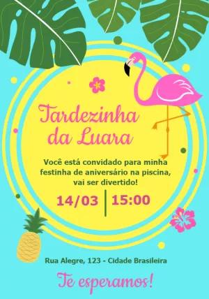 Convite de Aniversário Tardezinha Tropical Editável Online