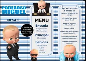 Menu de Mesa Poderoso Chefinho Editável para Aniversário