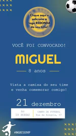 Convite Aniversário Futebol com Logo do Time para Editar Online