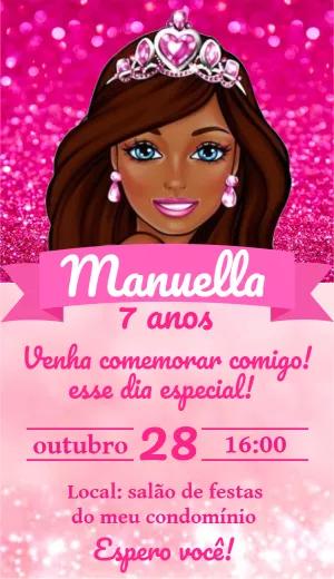 Convite Aniversário Princesa Negra para Editar Online