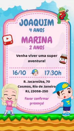 Convite Aniversário Os Aventureiros Luccas Neto para Editar