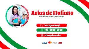 Cartão de Visita Aulas de Italiano Editável Online