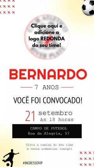Convite Aniversário Futebol com Logo do Time para Editar Online