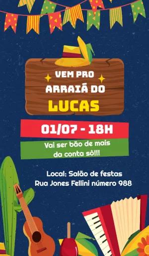 Convite Aniversário Festa Junina com Tema Arraiá para Editar