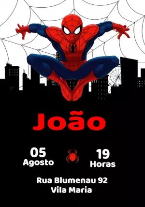 Convite de Aniversário Homem Aranha para Editar Online