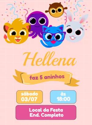 Convite Aniversário Bolofofos Rosa para Menina Editável