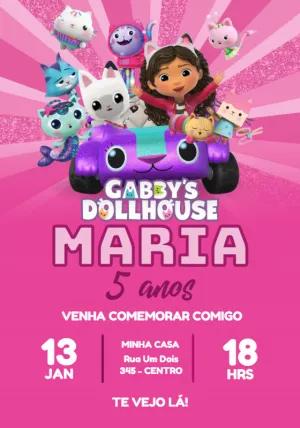 Convite Aniversário A Casa Mágica da Gabby para Editar Online