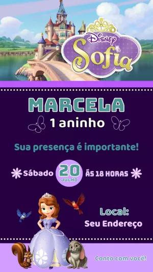 Convite Aniversário Princesinha Sofia para Editar Online