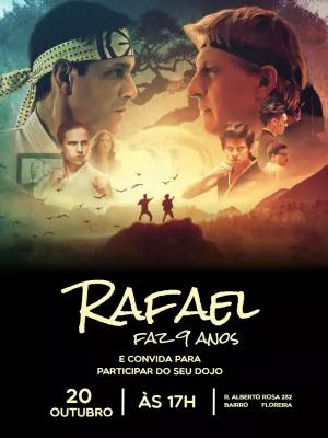 Convite de Aniversário Cobra Kai com Personagens para Editar