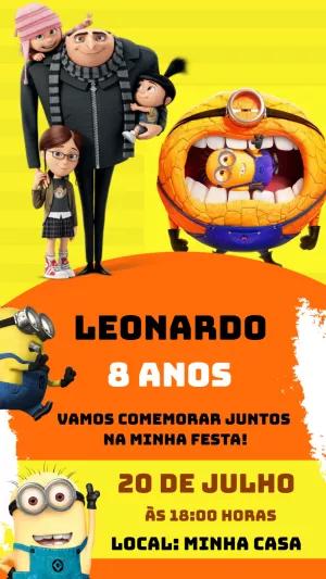 Convite Aniversário Meu Malvado Favorito para Editar Online