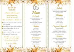 Menu de Casamento Floral Dourado para Editar Online