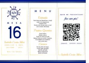 Menu de Mesa Formatura Tecnologia para Editar Online