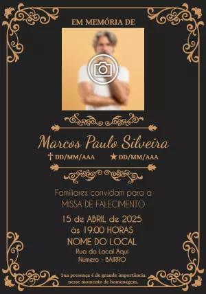 Convite Missa de Falecimento com Foto para Editar Online