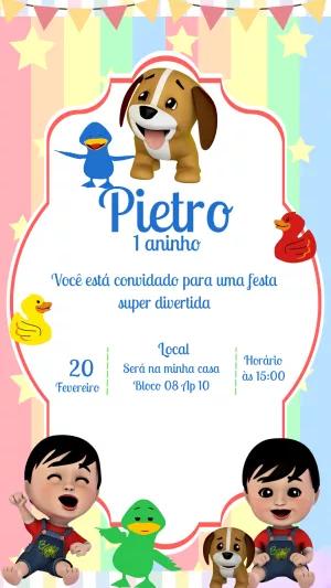 Convite Aniversário Bento e Totó para Editar Online