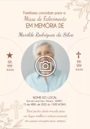 Convite Missa de Falecimento com Foto para Editar Online