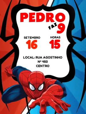 Convite de Aniversário Homem Aranha para Editar Online