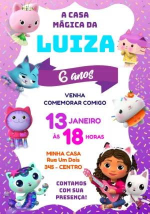 Convite Aniversário A Casa Mágica da Gabby para Editar Online