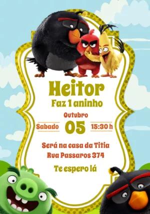 Convite de Aniversário Angry Birds para Editar Online