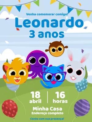 Convite de Aniversário Bolofofos com Personagens para Editar