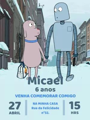 Convite Aniversário Meu Amigo Robô para Editar Online