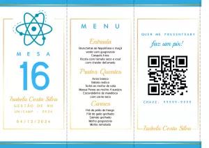 Menu de Mesa Formatura Ciências para Editar Online