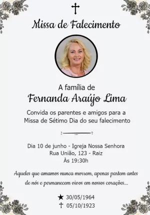 Convite Missa de Sétimo Dia com Foto para Editar Online