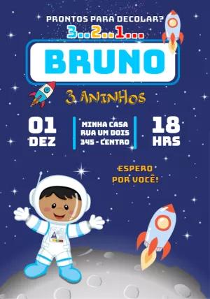 Convite de Aniversário Astronauta Infantil para Editar Online