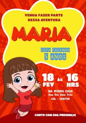 Convite Aniversário Aventureira Vermelha para Editar Online