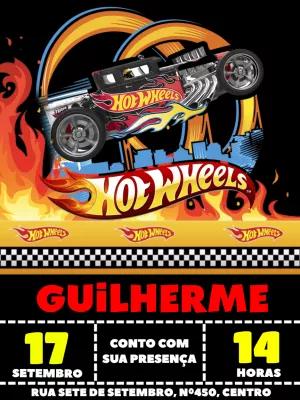 Convite de Aniversário Hot Wheels com Carros para Editar Online