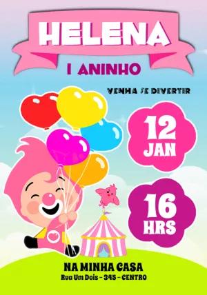 Convite de Aniversário Plim Plim Editável Online