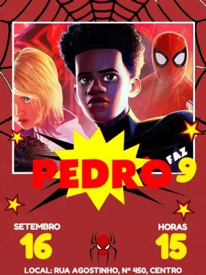 Convite Aniversário Homem Aranha Aranhaverso para Editar