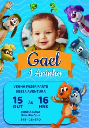 Convite Aniversário Vai Cachorro Vai com Foto para Editar Online