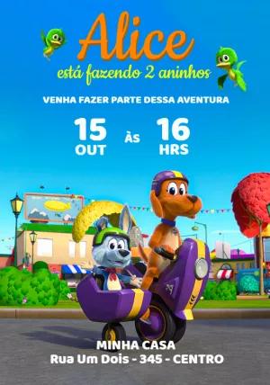 Convite Aniversário Vai Cachorro Vai para Editar Online