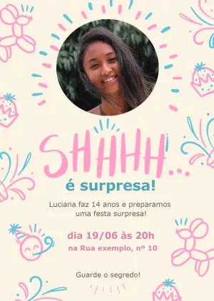 Convite de Aniversário Surpresa com Foto para Editar Online