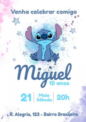 Convite de Aniversário Stitch para Editar Online