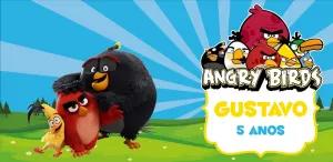 Adesivo de Aniversário Angry Birds para Editar e Imprimir