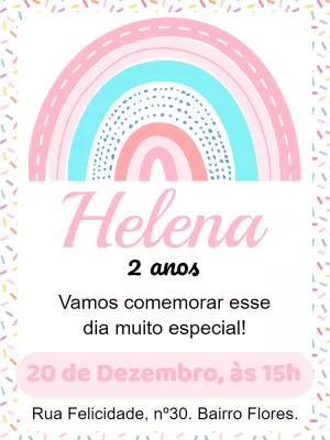 Convite Aniversário Arco Íris Boho para Editar Online