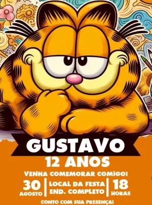 Convite de Aniversário Garfield para Editar Online