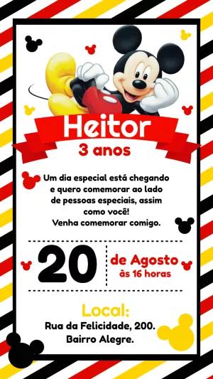 Convite de Aniversário Mickey Mouse para Editar Online