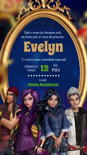 Convite de Aniversário Descendentes para Editar Online