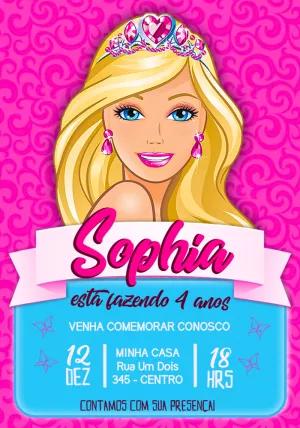 Convite de Aniversário Barbie Princesa para Editar Online